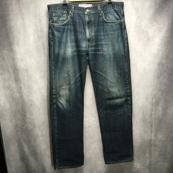 Levis 505 Regular Fit Mens Jeans 38x34 Straight Leg Blue Denim Zipper Fly Pants